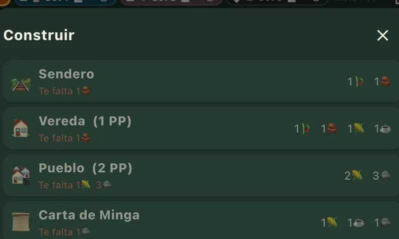 List of buildings with their costs