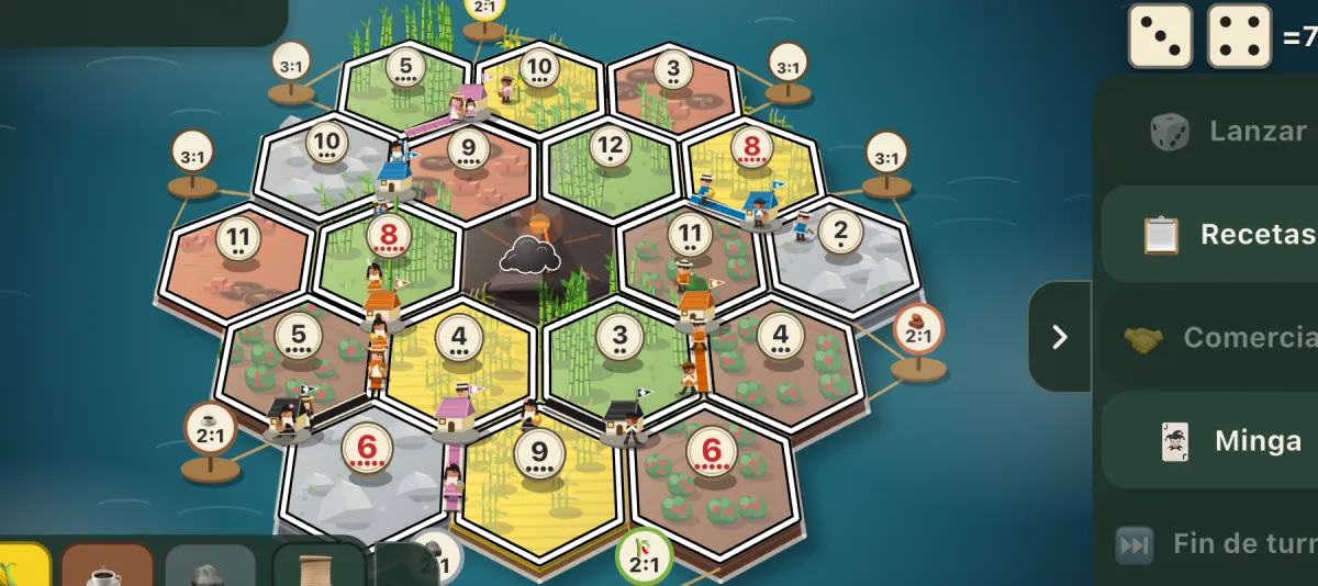 Hex board during a volcano eruption